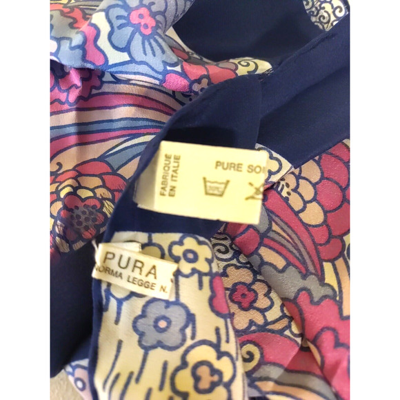 Pura Seta Silk Scarf Rolled Edges 1960's Vintage - Picture 5 of 14